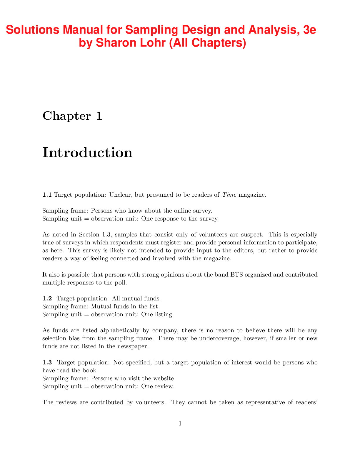 Preview image of Sampling Design and Analysis, 3e by Sharon Lohr (Solutions Manual) document
